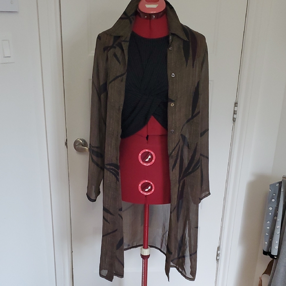 LOVERS Australia Sheer Black & Brown Duster Shirt Dress | Layering Piece